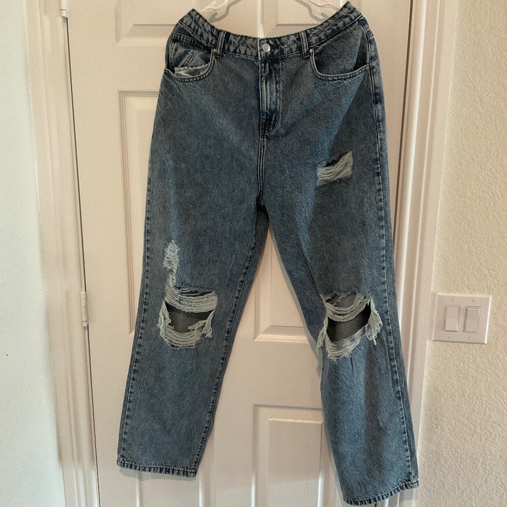 Washed blue jeans